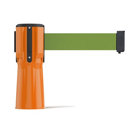 Montour Line Retractable Belt Barrier Cone Mount Orange Case 11ft. Olive Belt CP100-OR-OL-110
